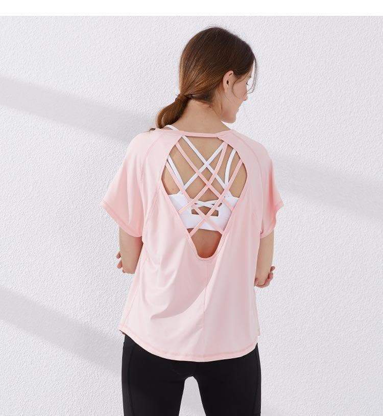 Criss Cross Open Back Yoga Shirt - Image 5