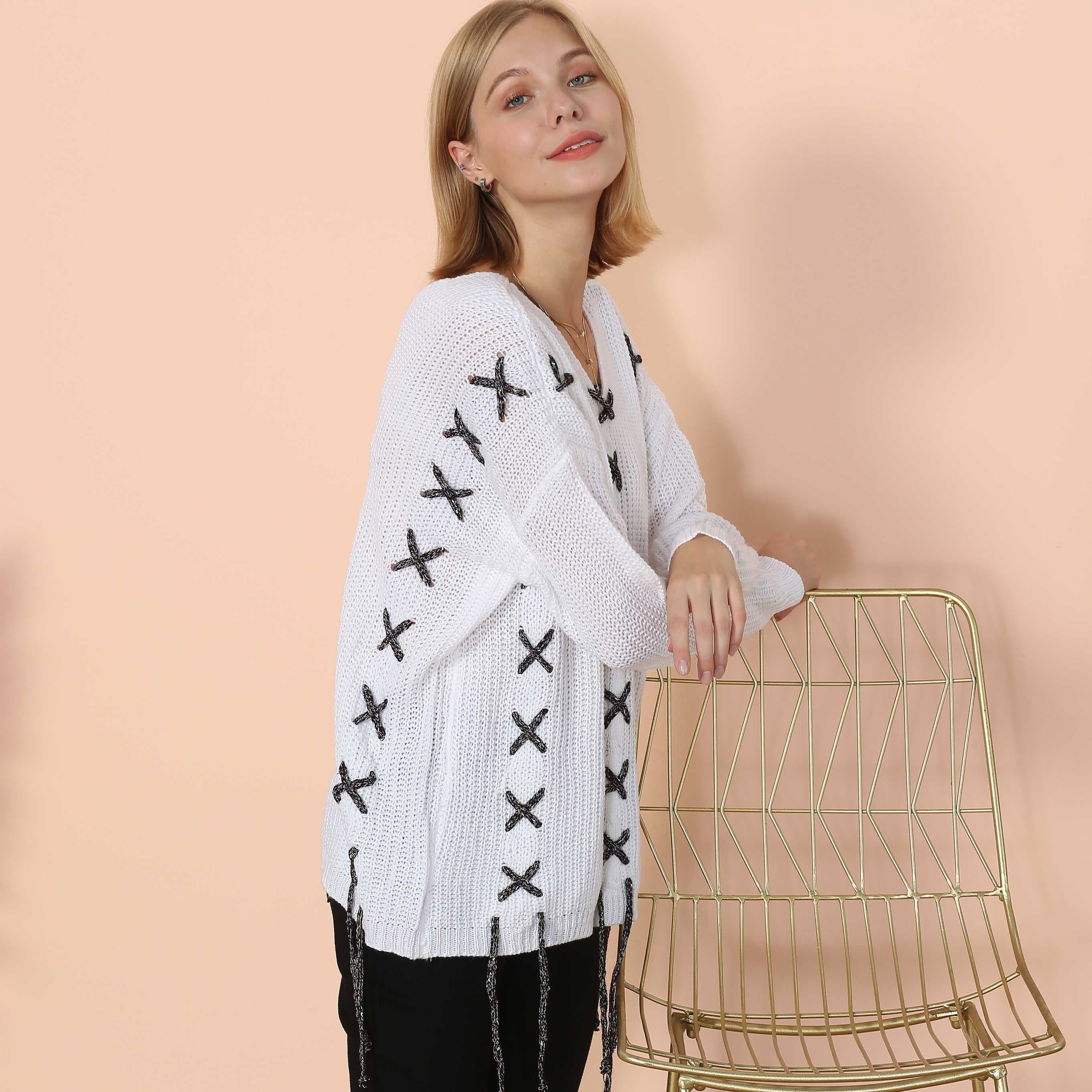 Criss-Cross Soft Tunic Sweater - Image 2