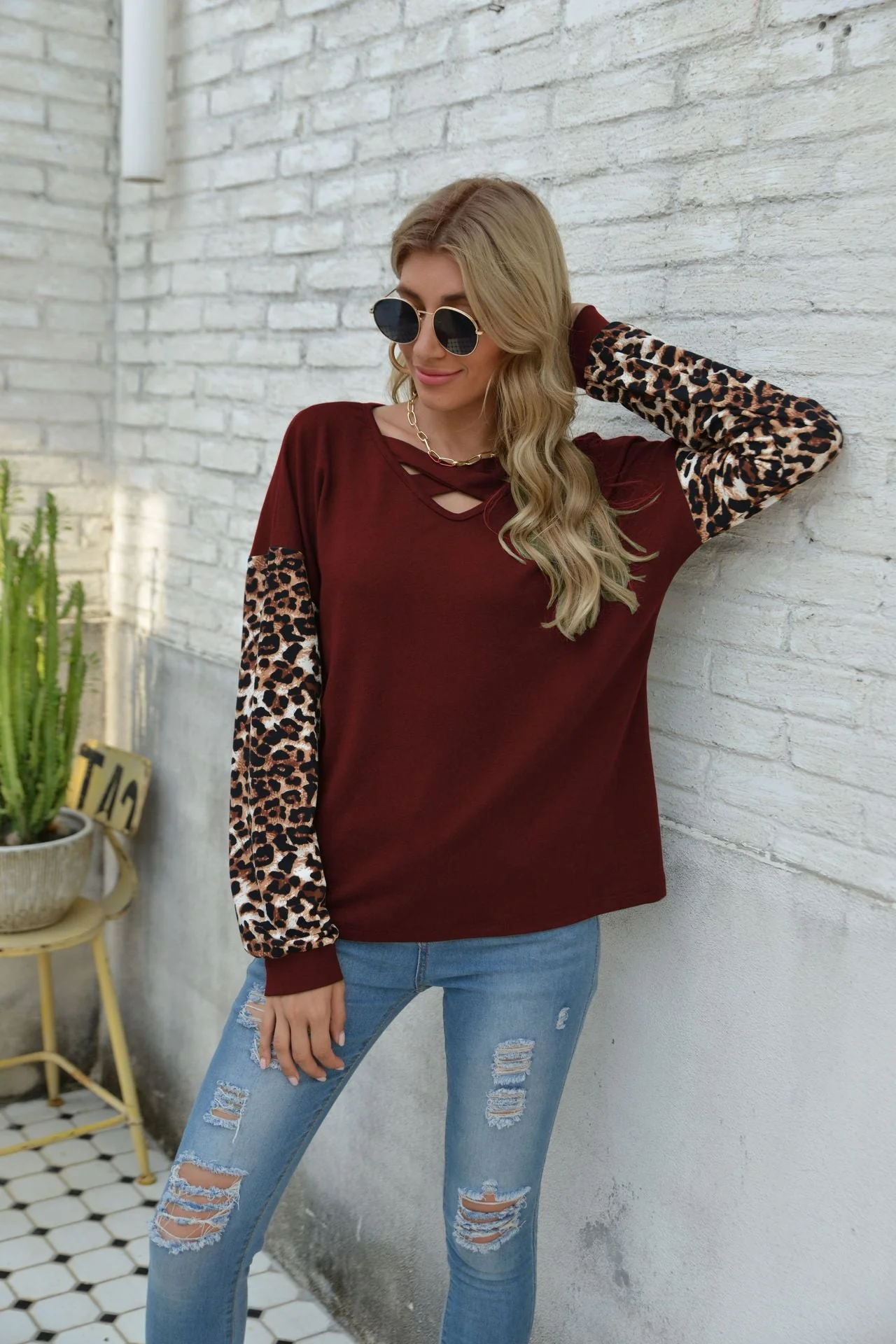 Criss Cross Two Tone Sweater - Image 7