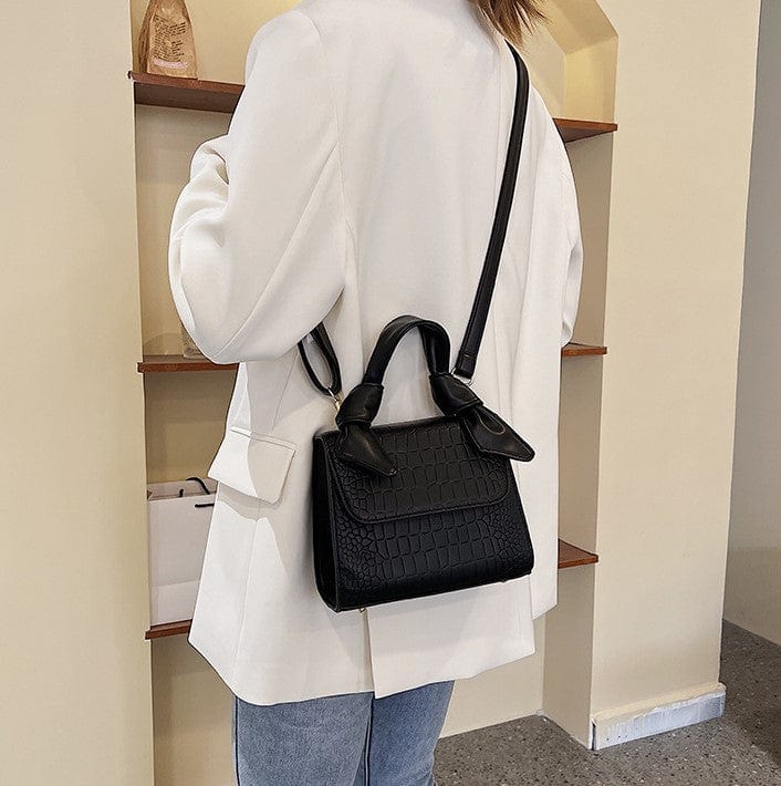Croc Embossed Crossbody Bag with Knotted Handle - Image 10