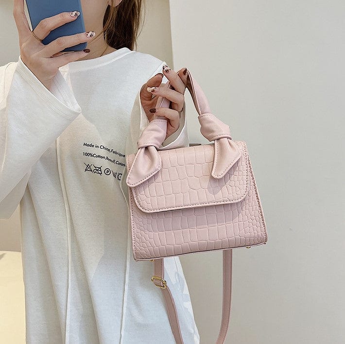 Croc Embossed Crossbody Bag with Knotted Handle - Image 12
