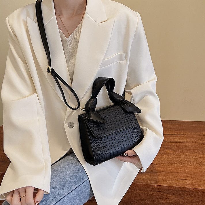 Croc Embossed Crossbody Bag with Knotted Handle - Image 9