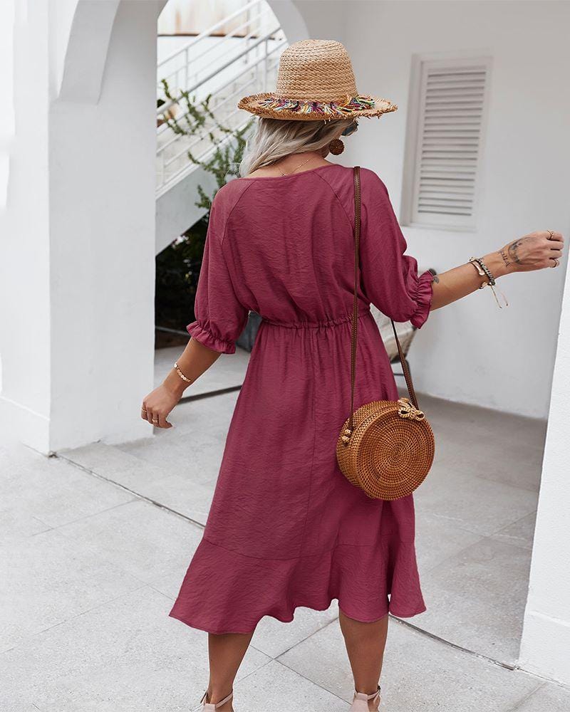 Crochet Detail Puff Sleeve Dress - Image 15