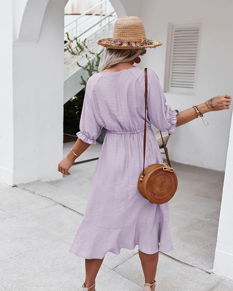 Crochet Detail Puff Sleeve Dress - Image 20