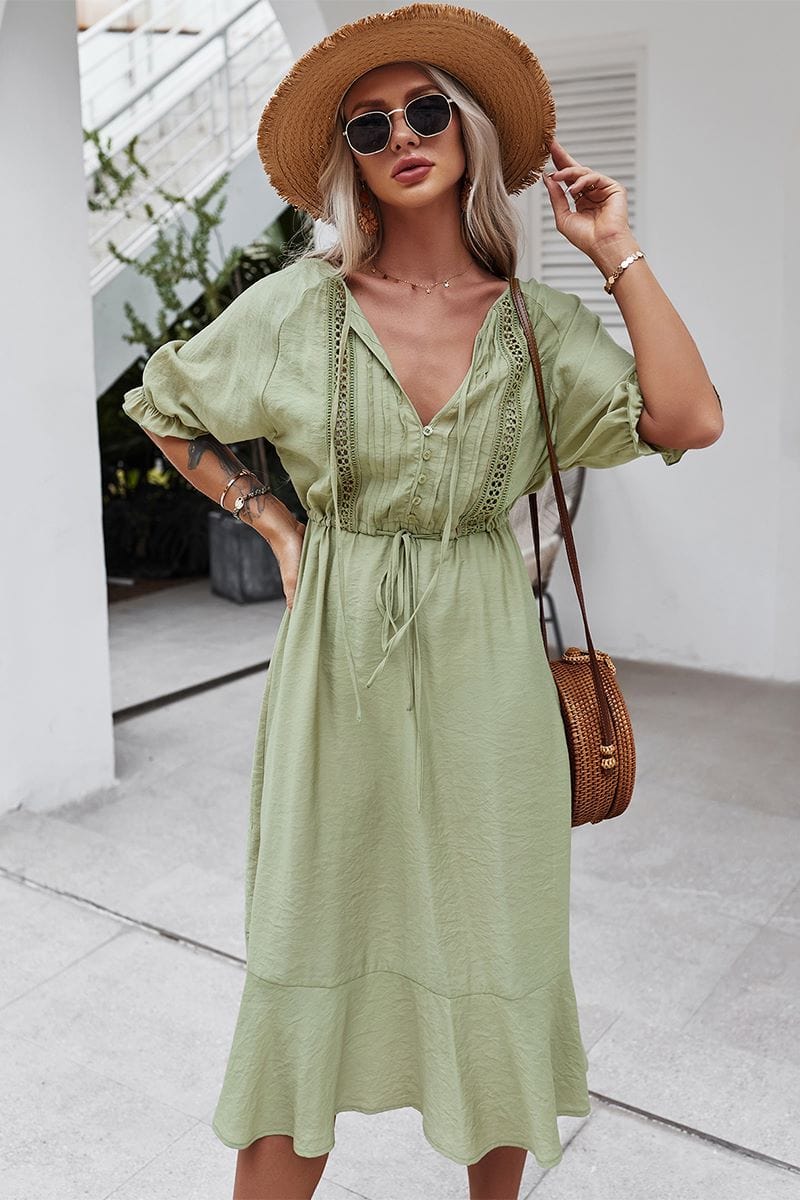 Crochet Detail Puff Sleeve Dress - Image 21