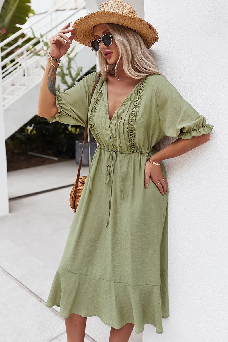 Crochet Detail Puff Sleeve Dress - Image 22