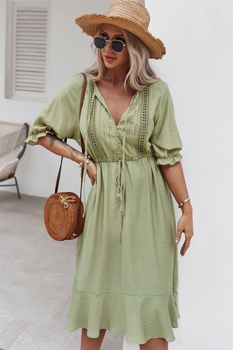 Crochet Detail Puff Sleeve Dress - Image 23