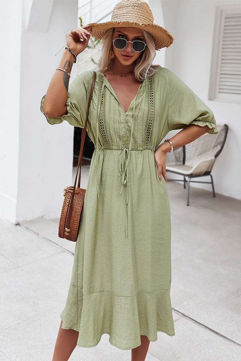 Crochet Detail Puff Sleeve Dress - Image 24