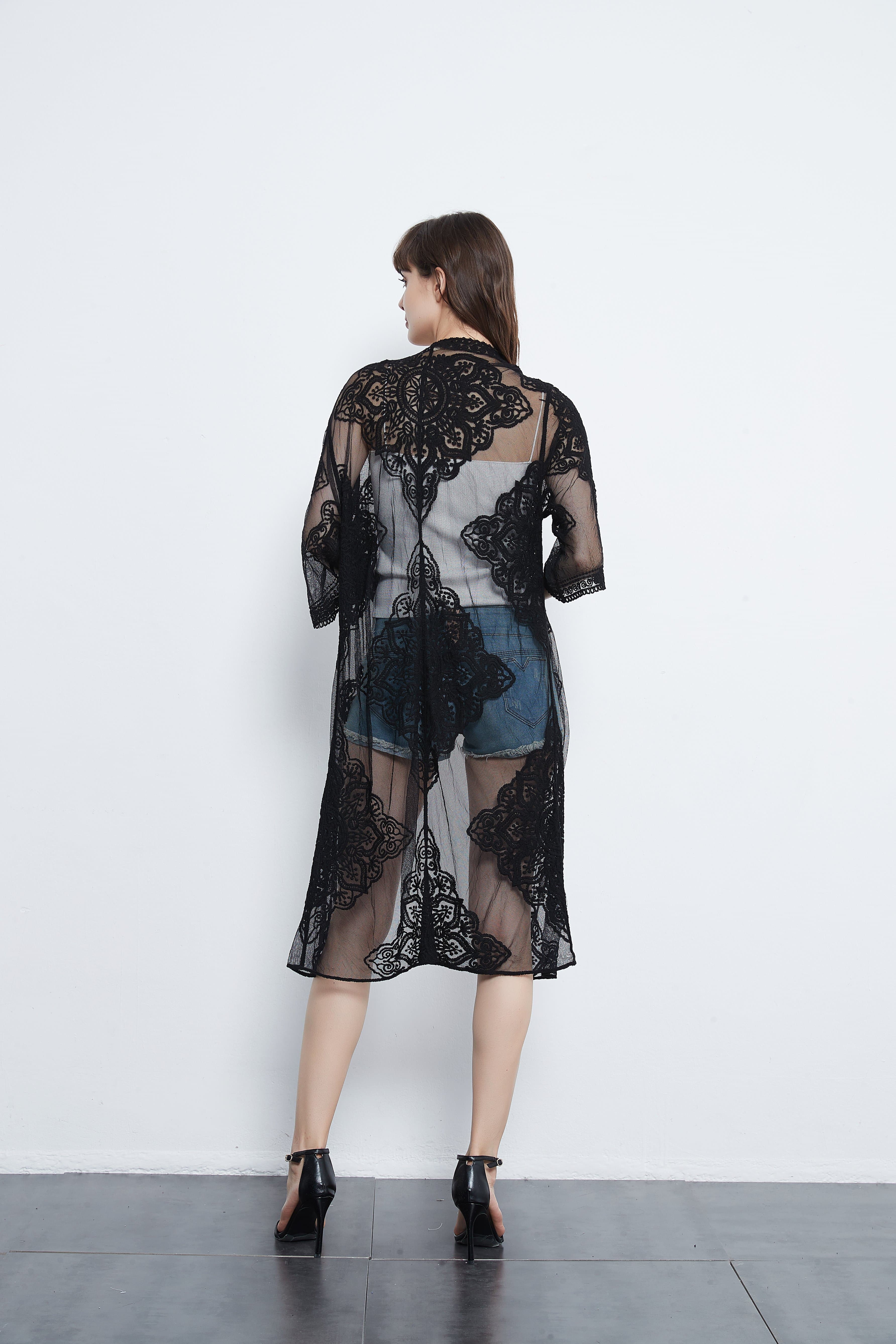 Crochet Embroidered Lace Cardi - Image 2