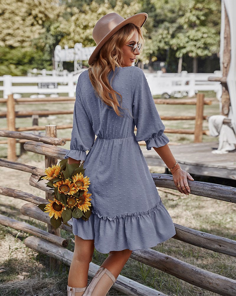 Crochet Lace Clip Dot Neck Dress - Image 10