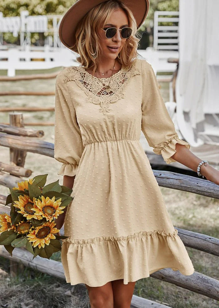 Crochet Lace Clip Dot Neck Dress - Image 2
