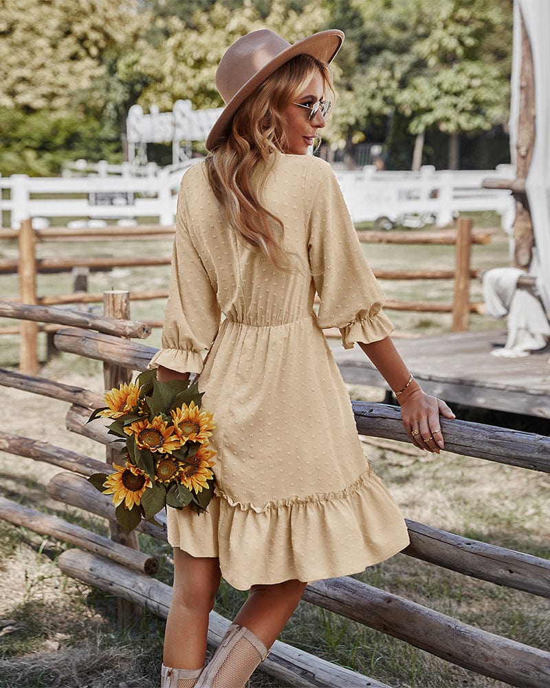 Crochet Lace Clip Dot Neck Dress - Image 3