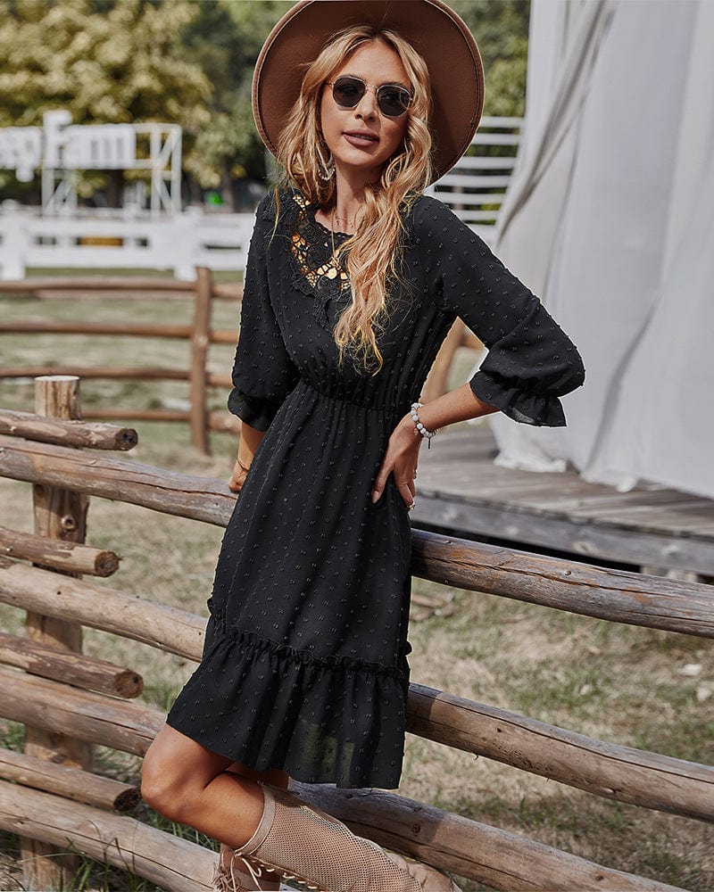 Crochet Lace Clip Dot Neck Dress - Image 6