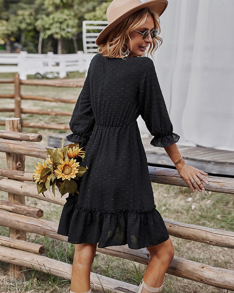 Crochet Lace Clip Dot Neck Dress - Image 7