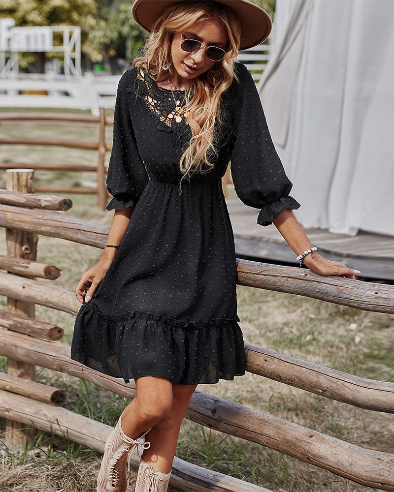 Crochet Lace Clip Dot Neck Dress - Image 8