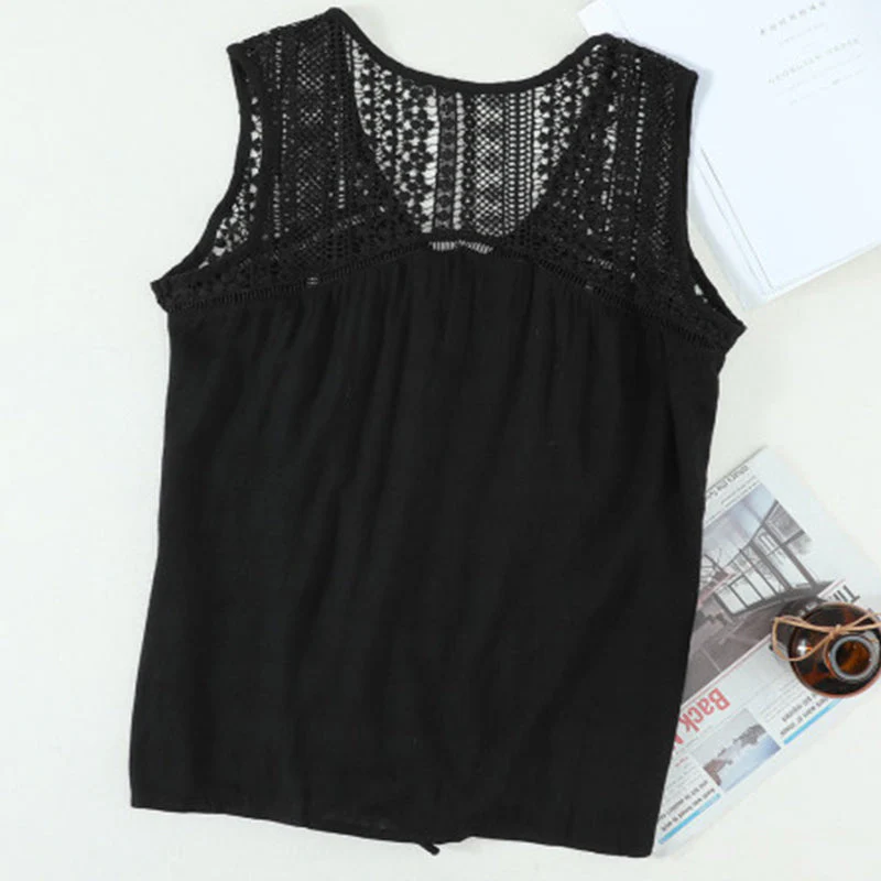 Crochet Lace Detail Knot Blouse - Image 2