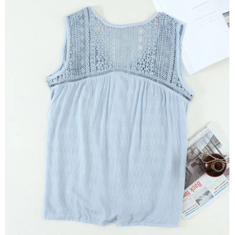 Crochet Lace Detail Knot Blouse - Image 6
