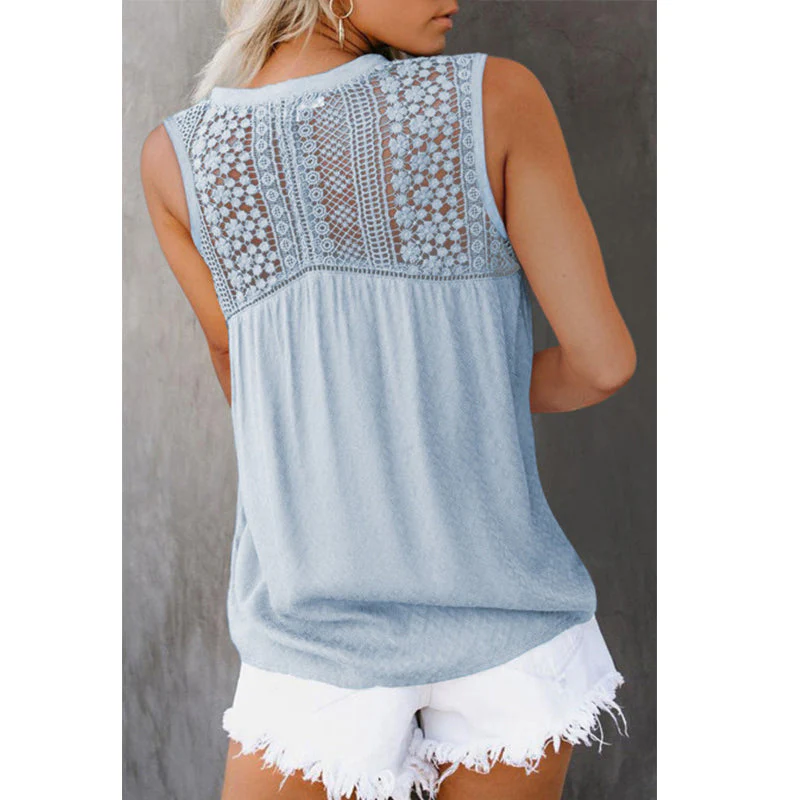 Crochet Lace Detail Knot Blouse - Image 7