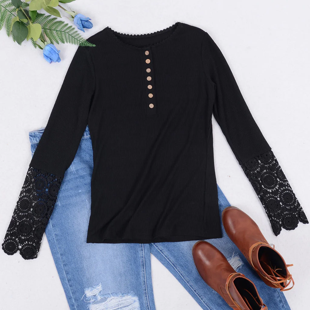 Crochet Lace Detail Shirt - Image 2
