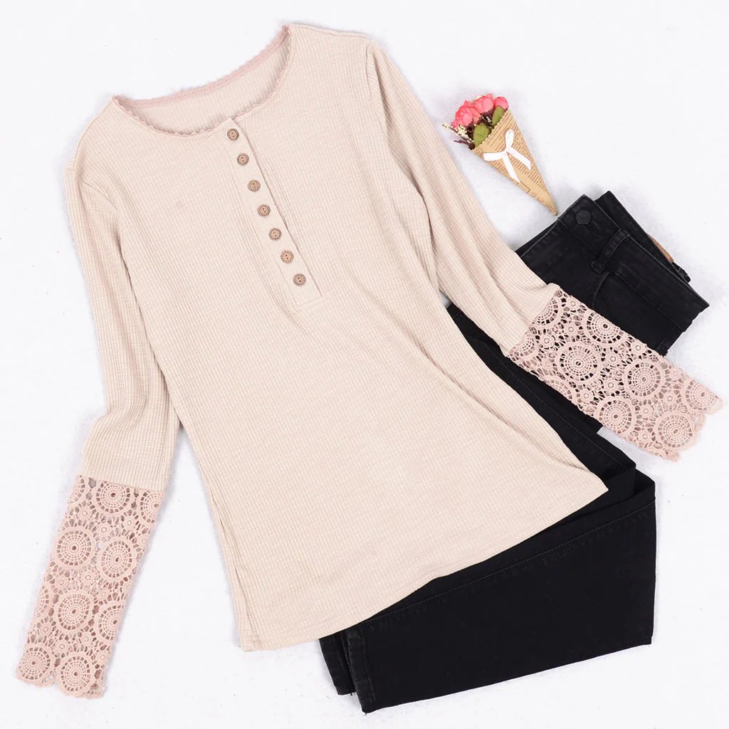 Crochet Lace Detail Shirt - Image 3