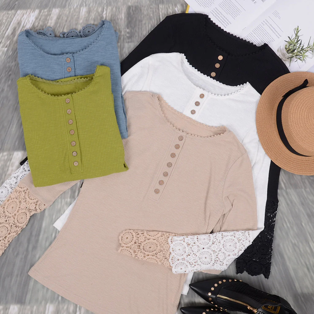 Crochet Lace Detail Shirt - Image 4