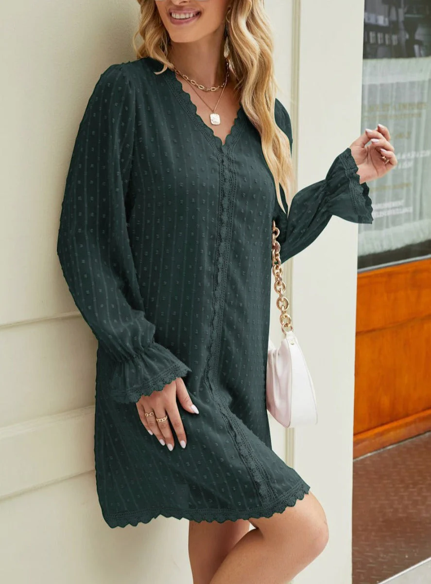 Crochet Lace Trim Swiss Dot Dress - Image 16