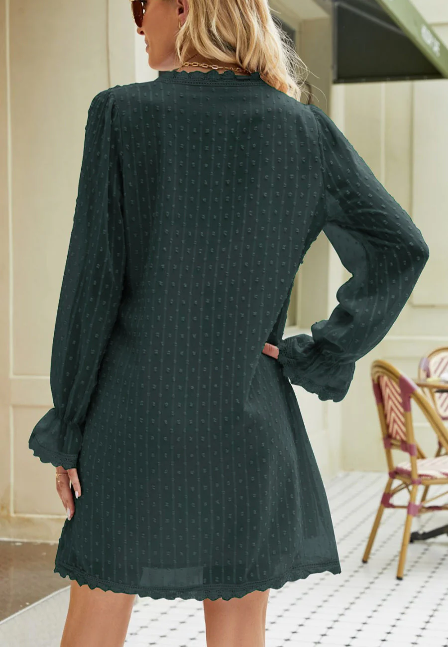 Crochet Lace Trim Swiss Dot Dress - Image 18