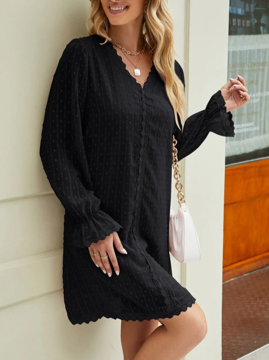 Crochet Lace Trim Swiss Dot Dress - Image 2