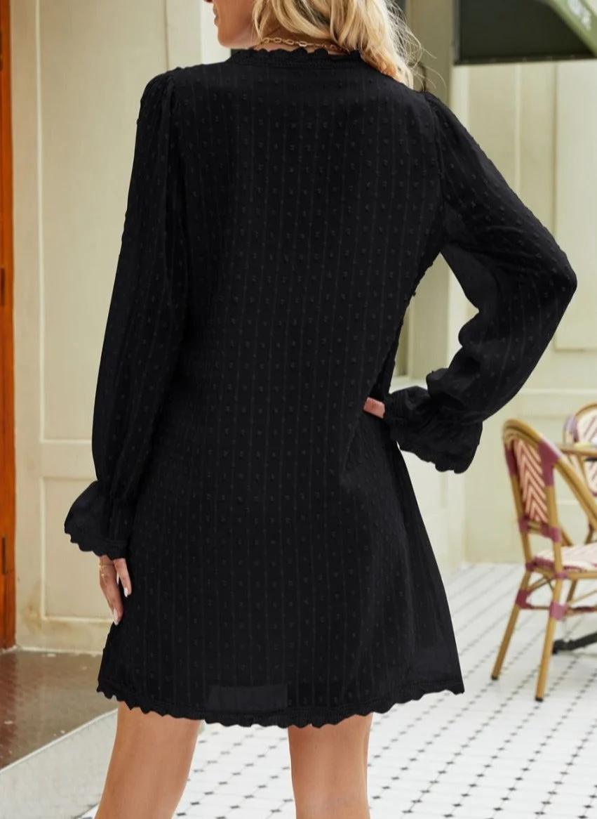 Crochet Lace Trim Swiss Dot Dress - Image 3
