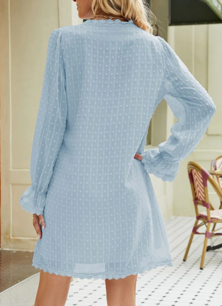 Crochet Lace Trim Swiss Dot Dress - Image 6