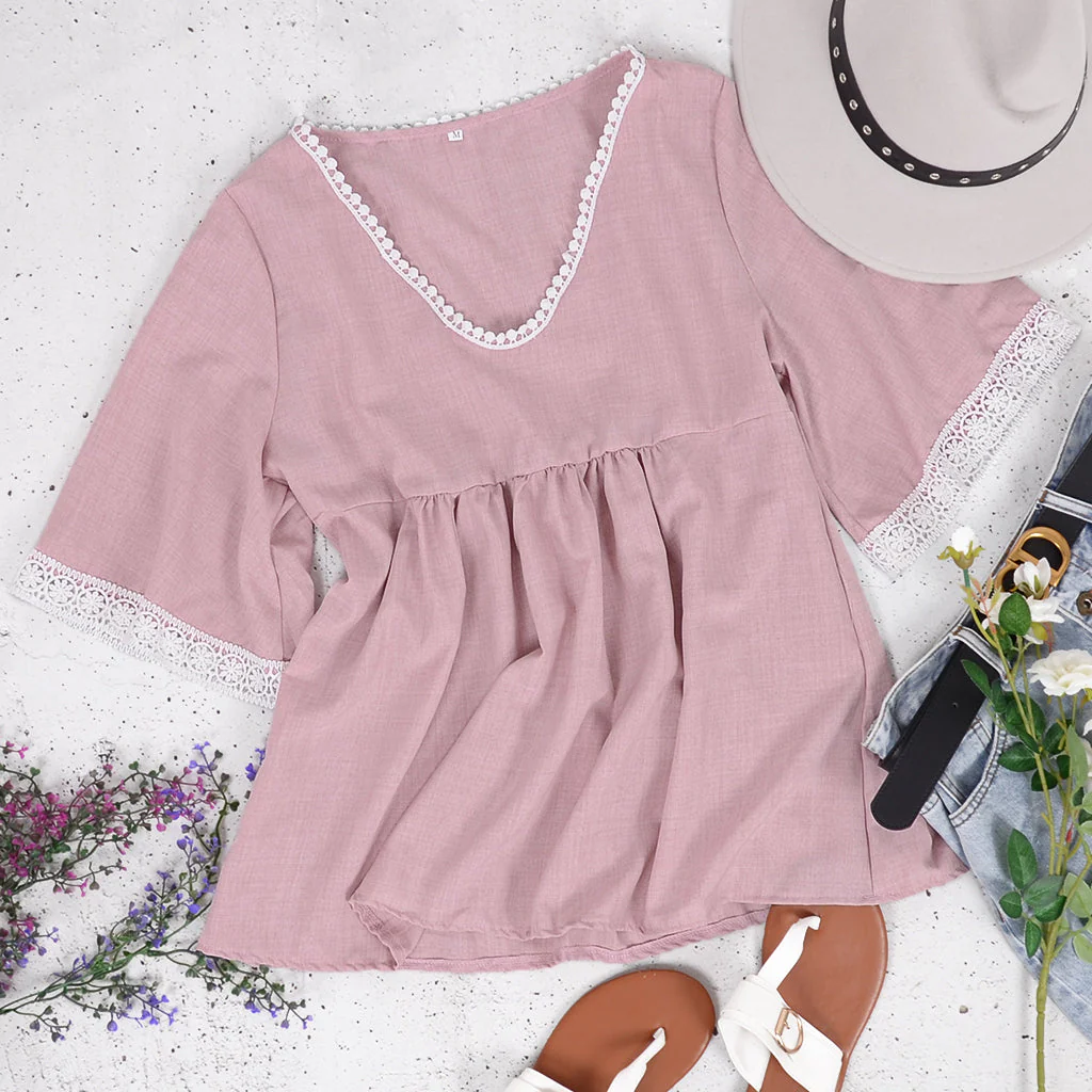 Crochet Trim Babydoll Blouse - Image 6