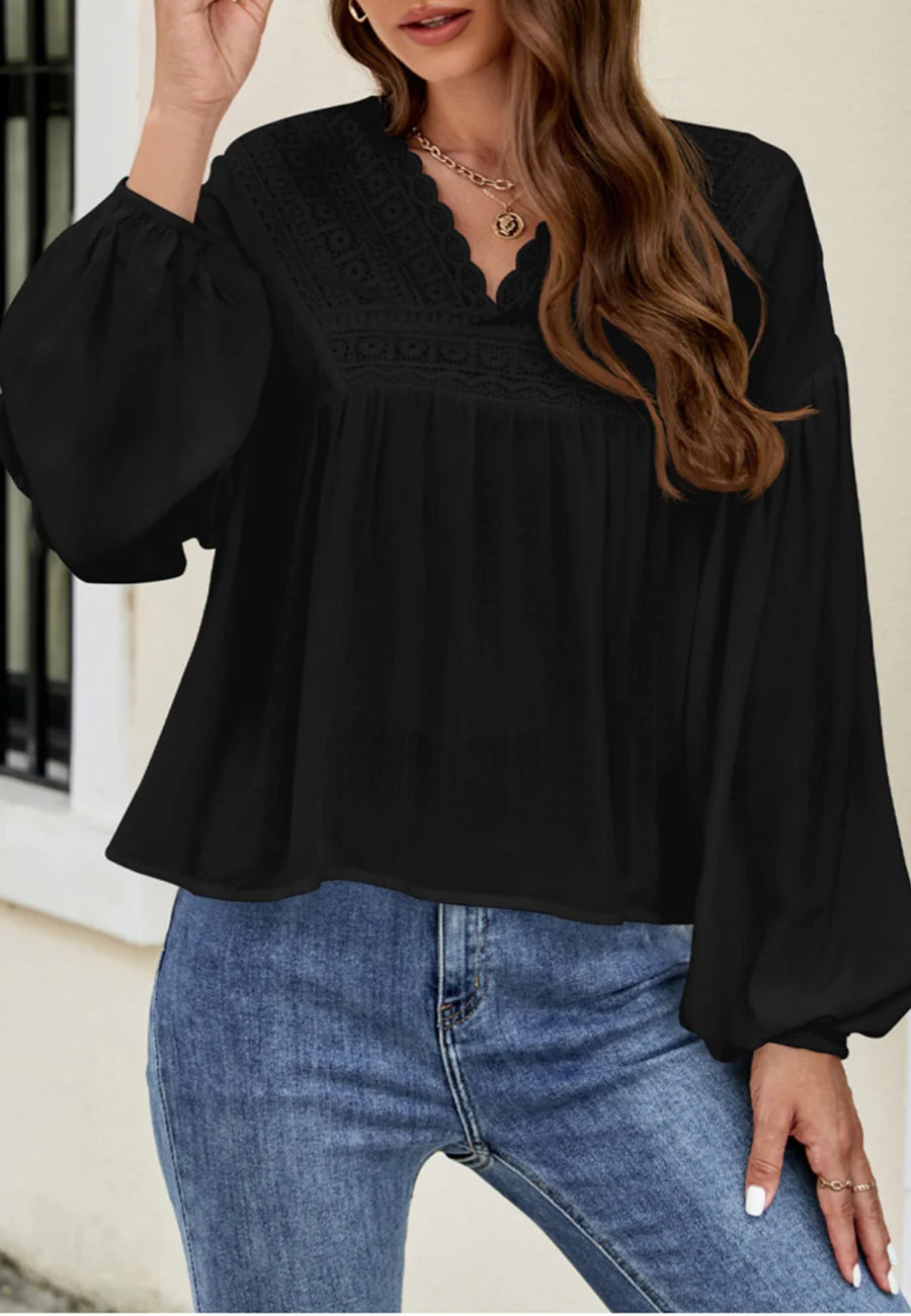 Crochet Trim Bohemian Blouse - Image 2