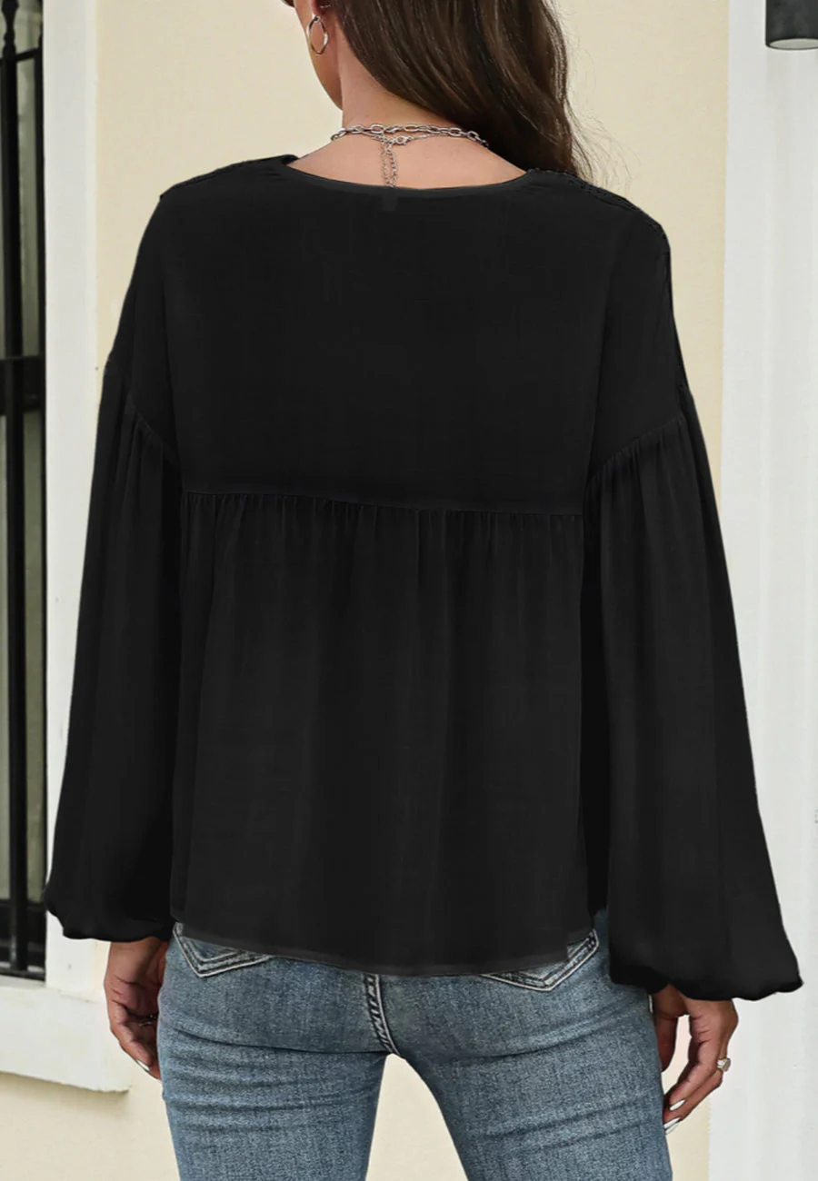 Crochet Trim Bohemian Blouse - Image 5