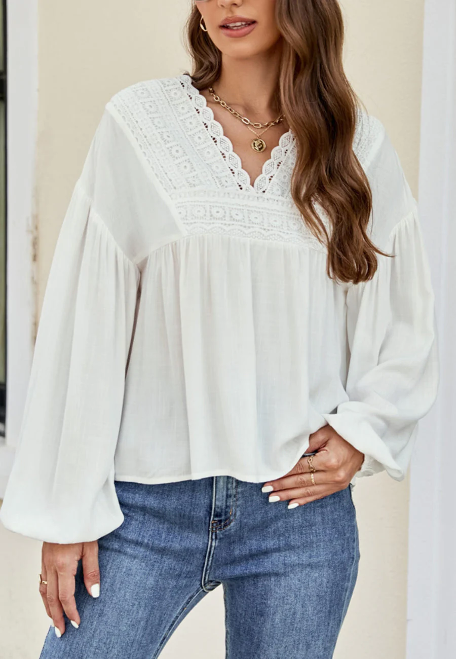 Crochet Trim Bohemian Blouse - Image 7