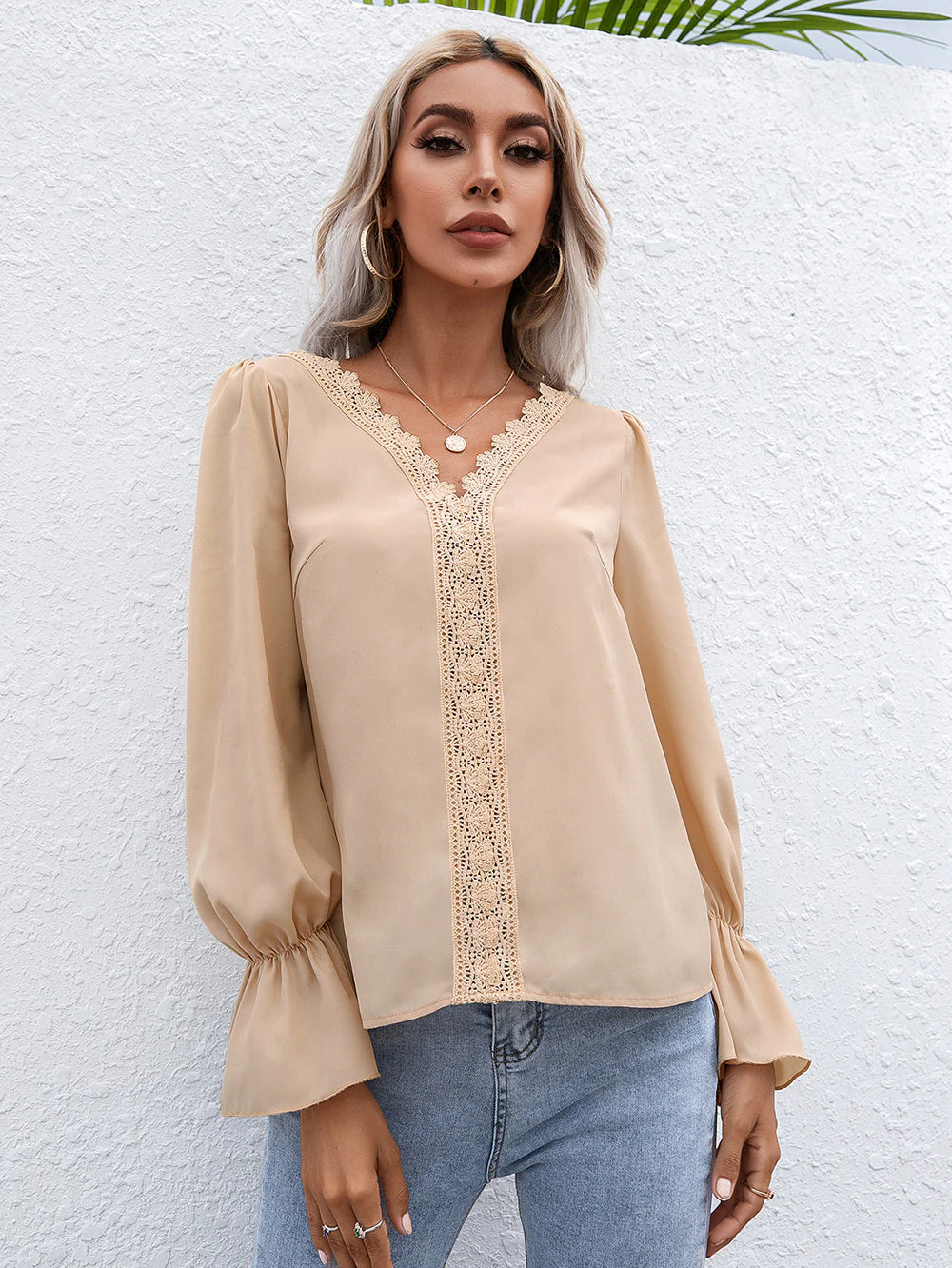 Crochet Trim Ruffle Poet Long Sleeve - Image 7