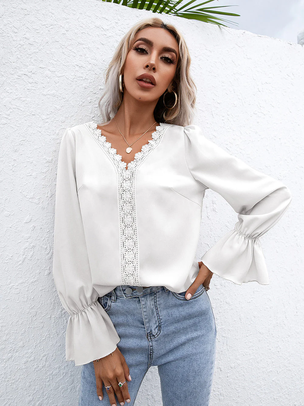 Crochet Trim Ruffle Poet Long Sleeve - Image 9