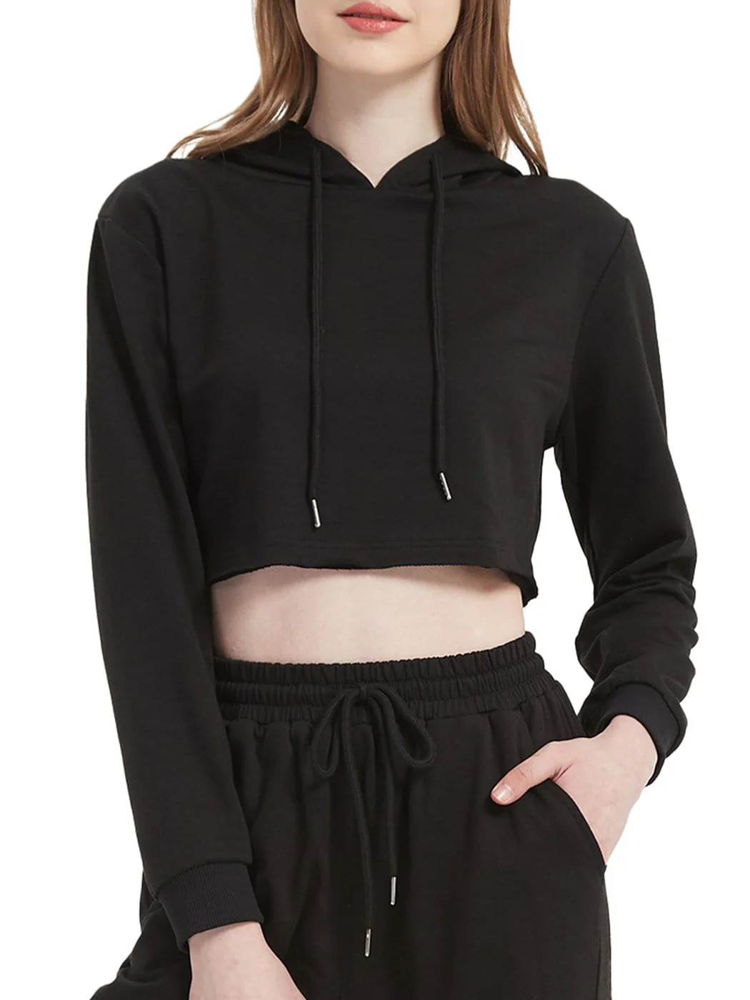 Crop Top Sweatshirt Long Sleeve Hoodie Pullover - Image 2