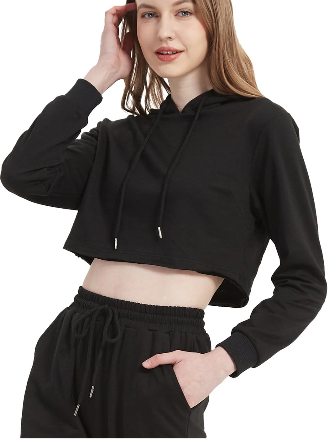 Crop Top Sweatshirt Long Sleeve Hoodie Pullover - Image 3