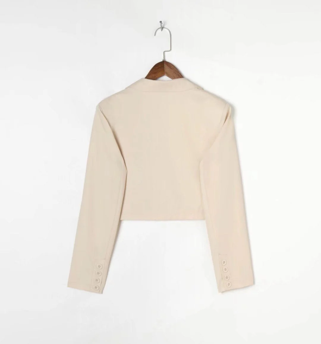 Cropped Collared Long Sleeve Blazer Jacket - Image 2
