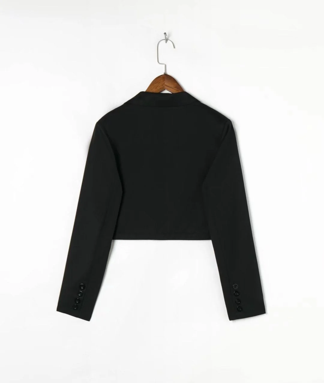 Cropped Collared Long Sleeve Blazer Jacket - Image 6