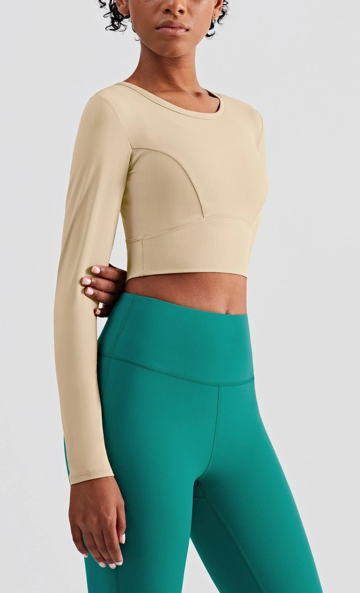 Cropped Contouring Long Sleeve Top