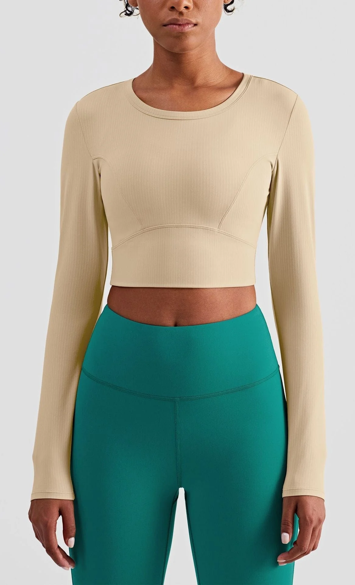Cropped Contouring Long Sleeve Top - Image 2