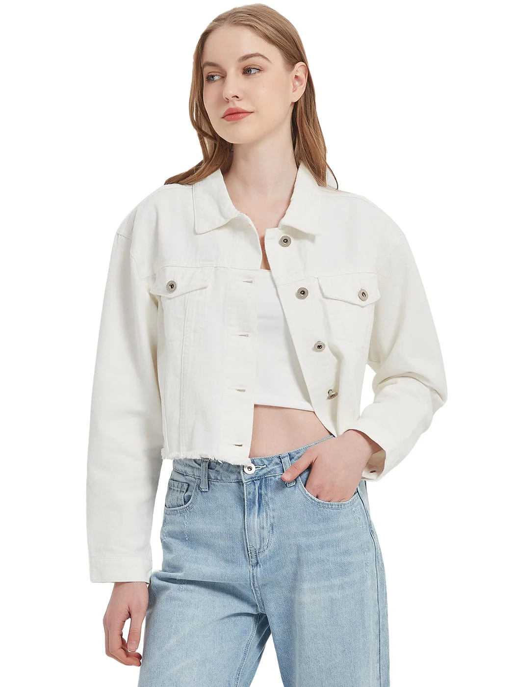 Cropped Premium Denim Jacket - Image 11