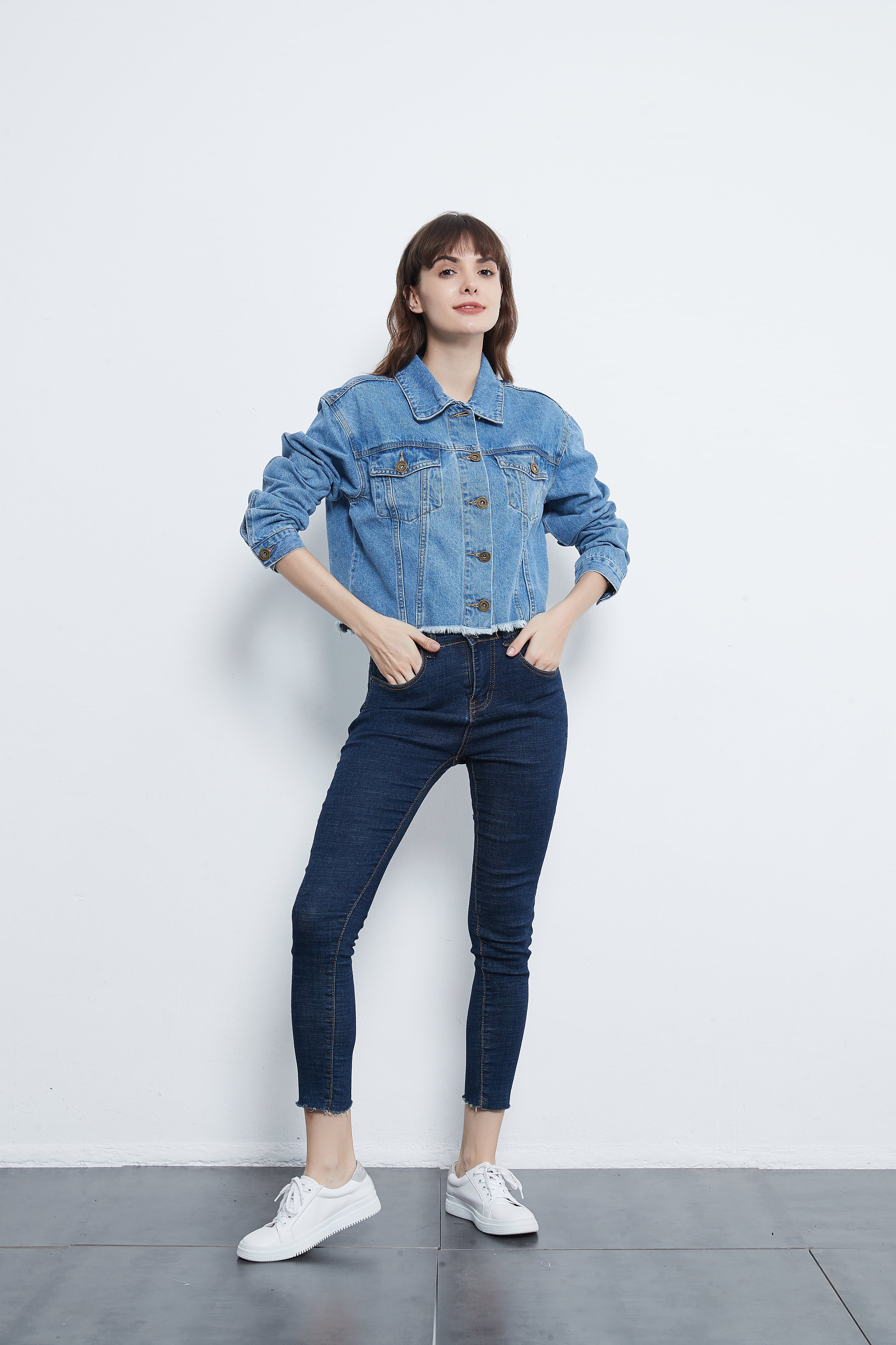 Cropped Premium Denim Jacket - Image 3