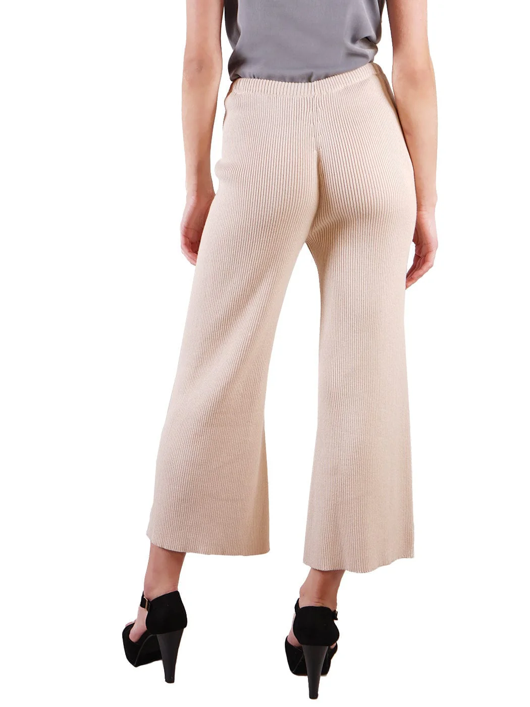 Cropped Wide Leg Pants With Drawstring Waist-Tie - Image 10
