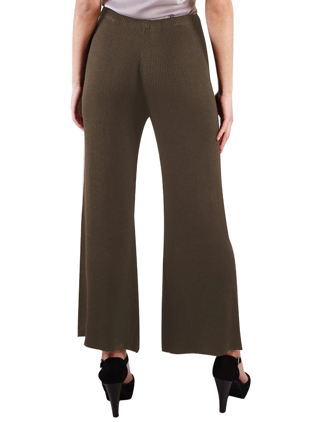 Cropped Wide Leg Pants With Drawstring Waist-Tie - Image 5
