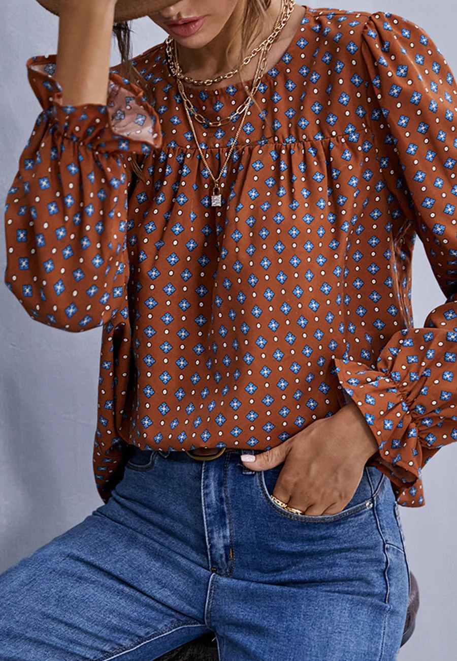 Cross Polka Print Blouse - Image 2