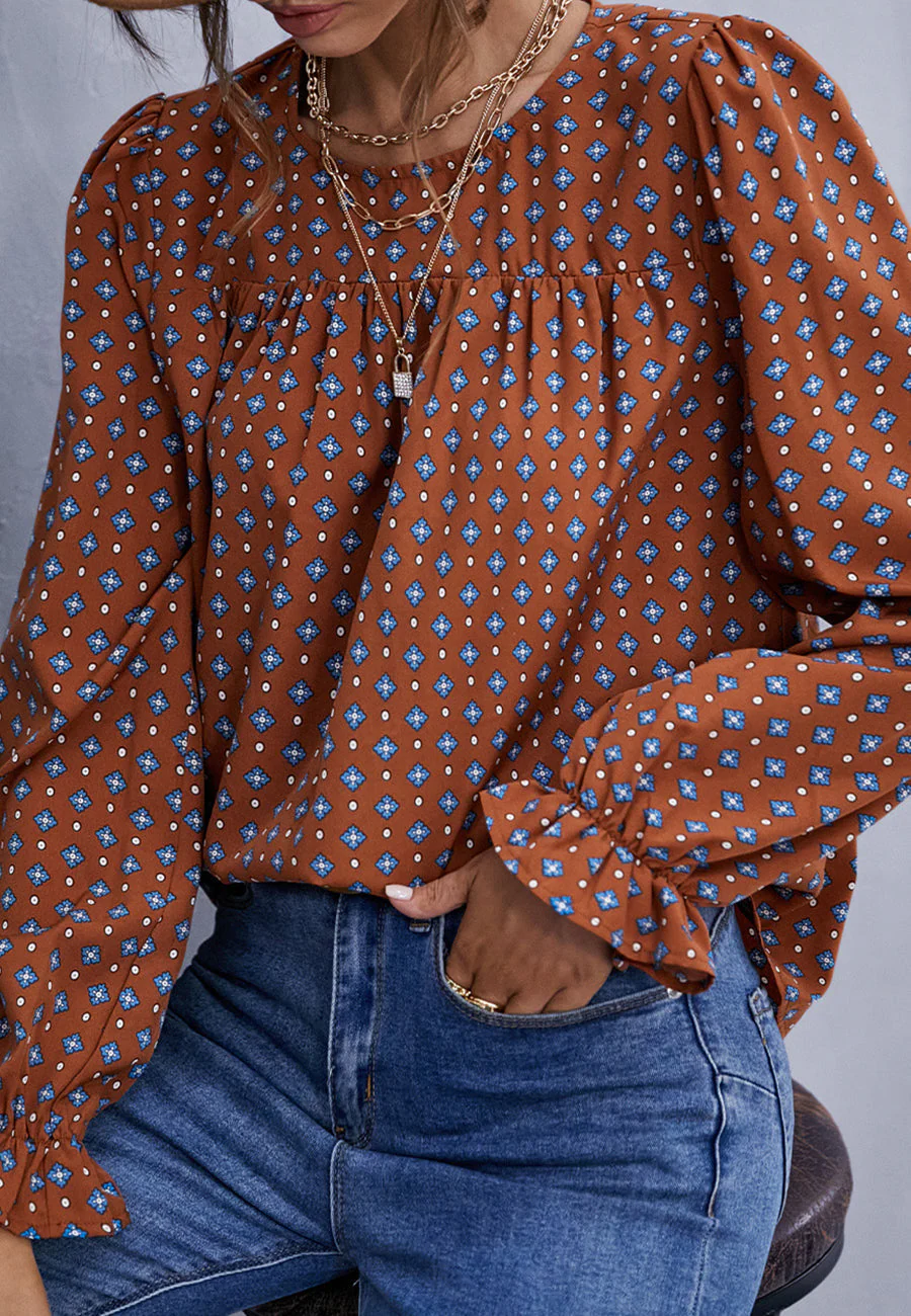 Cross Polka Print Blouse - Image 3