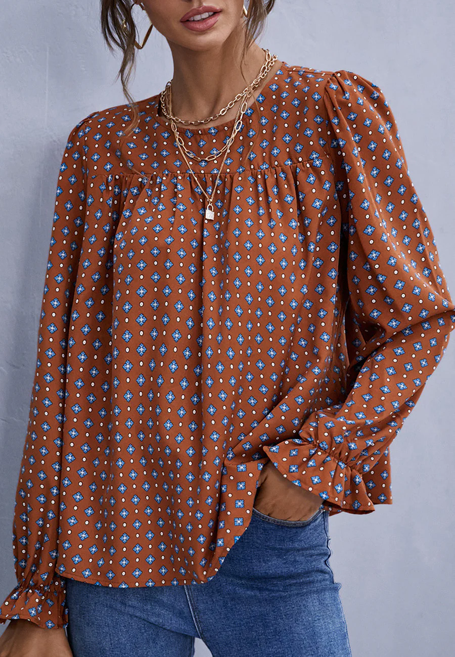 Cross Polka Print Blouse - Image 4