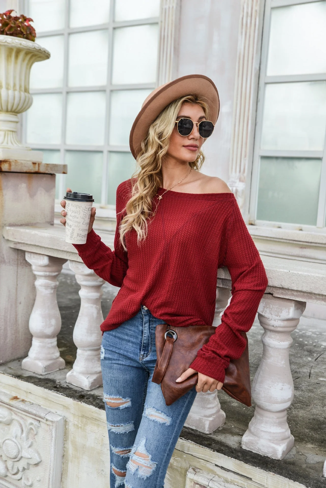 Cross Stitching Textured Pullover - Image 38